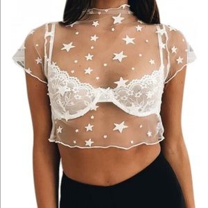 White Star Mesh Crop Top